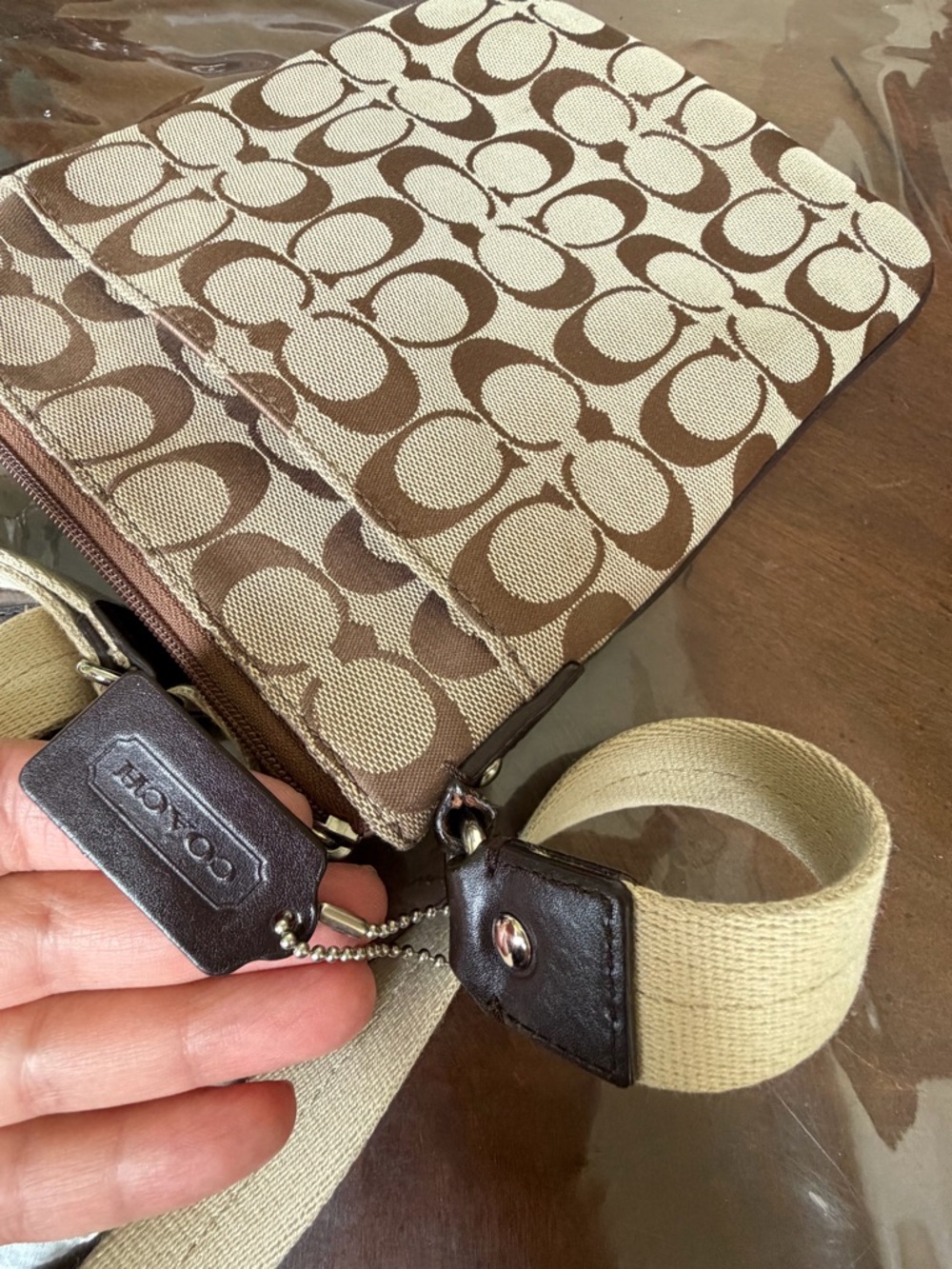 Like new COACH Legacy Brown Signature Jacquard Swingpack Crossbody Purse Bag - Picture 5 of 6